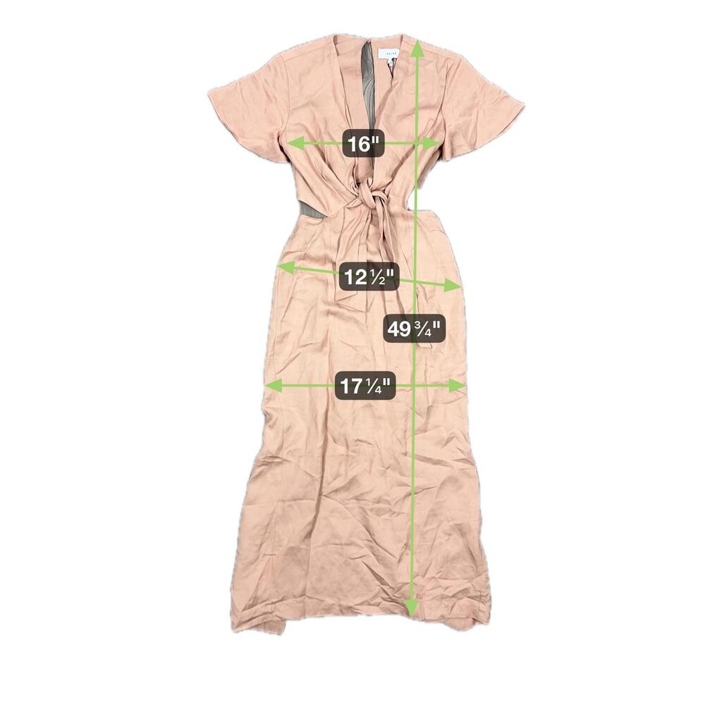 NWT Reiss Iona Dress - Pink/Tan Midi Short Sleeve Linen Blend Dress w/ Cut Outs - Picture 9 of 9